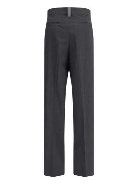 Pantaloni Fabiana Filippi FELTED WOOL PLEATED TROUSERS WITH FILO DIAMANTE DETAIL Gray Femei (BM 18780750) 2