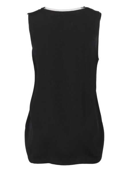 Topuri Fabiana Filippi ENVER SATIN FRONT BACK TOP WITH FILO DIAMANTE DETAIL Black   Femei (BM 18780777) 2