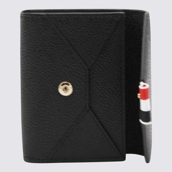 Portofele Thom Browne Thom Browne Black Leather Logo Wallet Black Femei (BM 18784167) 3