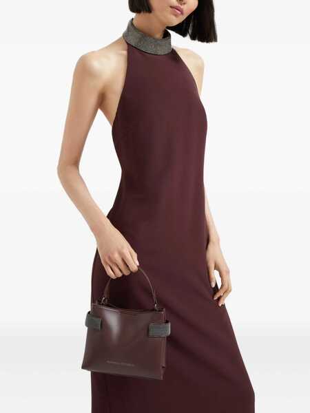 Genti de mana Brunello Cucinelli Leather Handbag BURGUNDY Femei (BM 18786772) 2