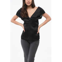 Bluze V-Neck Silk Top Femei
