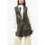 Maison Margiela Mm6 V-Neck Leather Maxi Jacket Brown