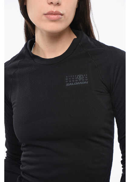 Tricouri Maison Margiela Mm6 Salomon Sport Crew-Neck T-Shirt With Embossed Ton On Ton Black Femei (BM 18786829) 3