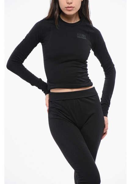 Tricouri Maison Margiela Mm6 Salomon Sport Crew-Neck T-Shirt With Embossed Ton On Ton Black Femei (BM 18786829) 1