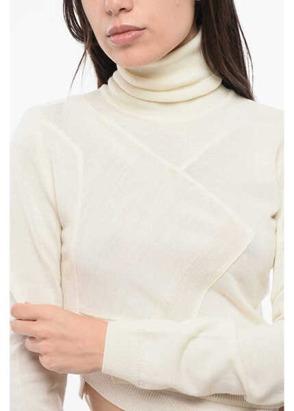 Pulovere Maison Margiela Mm6 Virgin Wool Blend Turtleneck Sweater Beige Femei (BM 18786832) 3