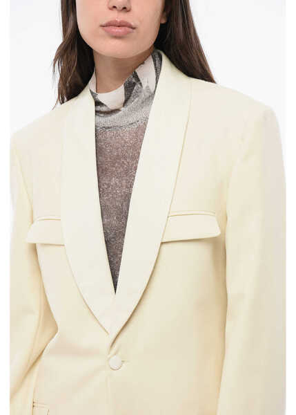 Sacouri Maison Margiela Mm0 Wool 2-Buttons Blazer With Flap Pockets Beige Femei (BM 18786838) 3