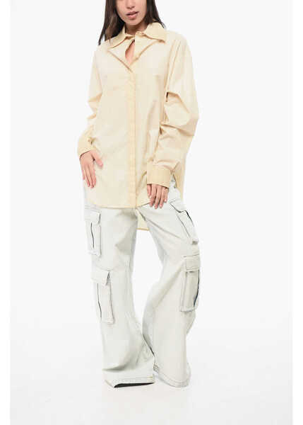 Camasi casual QUIRA Cotton Oversized Casual Shirt With Hidden Closure Beige Femei (BM 18786859) 4