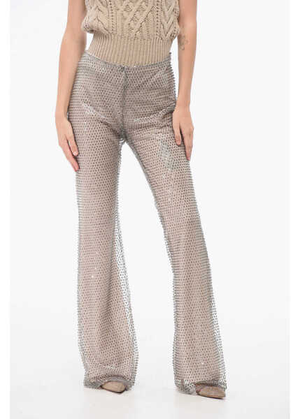 Pantaloni office Semicouture Sequined Lauralie Palazzo Pants Beige Femei (BM 18786886) 1