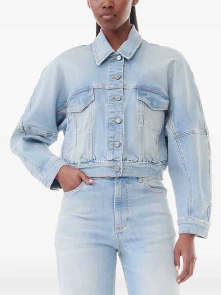 Geci de blugi Ganni Cropped Denim Jacket With Double Breast Pockets Blue Femei (BM 18786895) 5