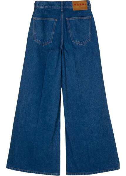 Blugi drepti Marni Wide Leg Jeans With Leather Logo Blue Femei (BM 18786916) 2