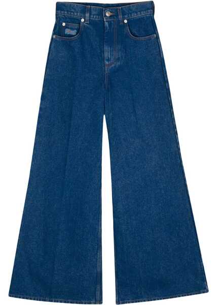 Blugi drepti Marni Wide Leg Jeans With Leather Logo Blue Femei (BM 18786916) 1
