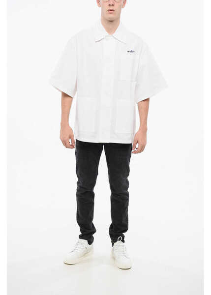 Camasi casual Off-White Boxy Fit Cotton Short Sleeved Shirt White Barbati (BM 18786919) 4