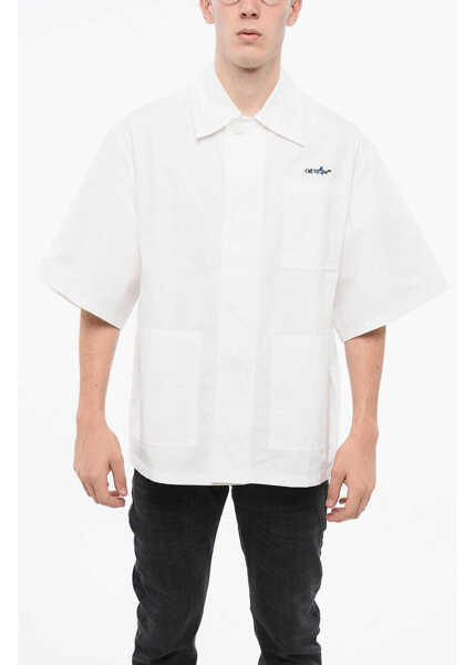 Camasi casual Off-White Boxy Fit Cotton Short Sleeved Shirt White Barbati (BM 18786919) 1