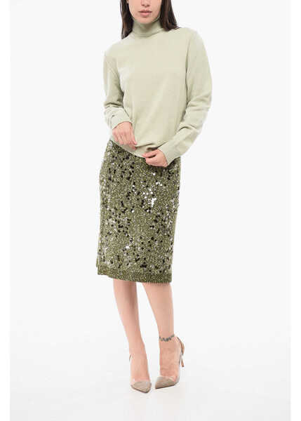 Pulovere Maison Margiela Mm4 Mm14 Solid Color Cashmere Turtleneck Sweater Green Femei (BM 18787018) 4