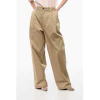 Pantaloni casual Mm0 Gabardine Cotton Pants With Check Detail Femei
