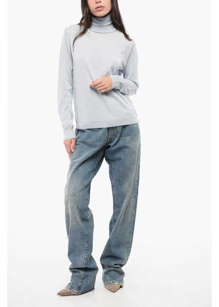 Pulovere Maison Margiela Mm4 Mm14 Solid Color Wool Turtleneck Sweater Light Blue Femei (BM 18787051) 4