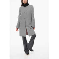 Imbracaminte Dama pagina 418 - Paltoane Viktor & Rolf Houndstooth Motif Hollywood Coat With Ruched Tulle Collar Black & White Femei (BM 18787063) - B-mall.ro