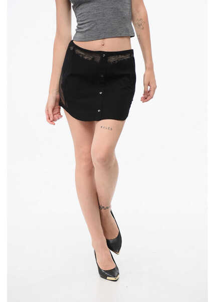 Fuste scurte Diesel Fabric O-Malvy Miniskirt With Sheer Details Black Femei (BM 18787084) 1