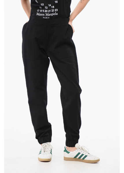 Pantaloni casual OBLO UNIQUE Drawstring Waist Solid Color Pants Black Femei (BM 18787105) 1