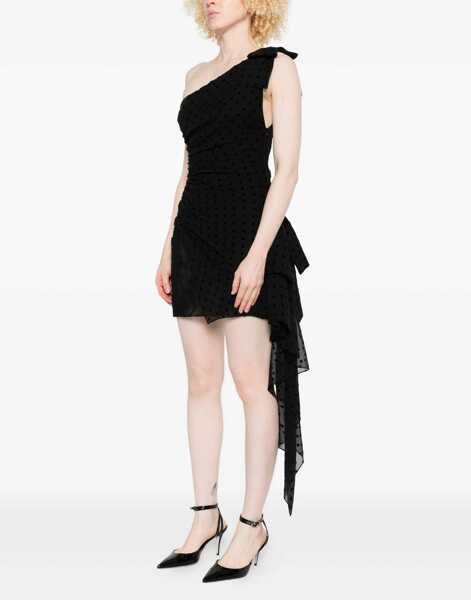 Rochii Alessandra Rich Polka-dot one-shoulder Dress BLACK-BLACK Femei (BM 18787258) 3
