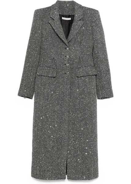 Paltoane Alessandra Rich Tweed long Coat GREY MELANGE Femei (BM 18787264) 1