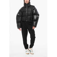 Imbracaminte Dama pagina 113 - Geci de iarna Maison Margiela Mm6 Quilted Cropped Down Jacket With Faux Leather Detail Black Femei (BM 18787321) - B-mall.ro