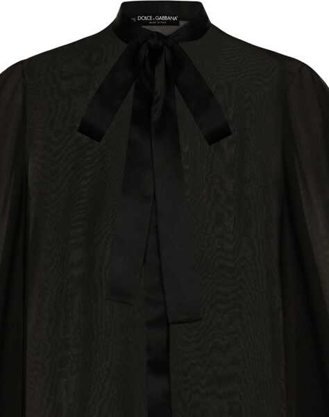 Bluze Dolce & Gabbana Silk Tie Neck Blouse Black Femei (BM 18787354) 2