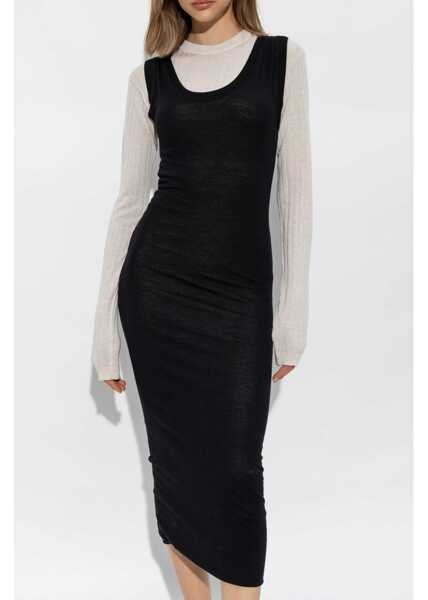 Rochii lungi Marni Virgin Wool Maxi Dress With Ribbed Inner Black Femei (BM 18787360) 3