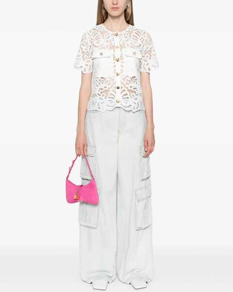 Blugi drepti Self-Portrait Bleached Effect Cargo Jeans With Visible Stitching Blue Femei (BM 18787372) 2