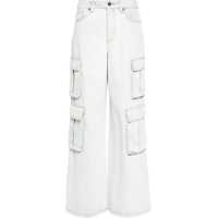Blugi drepti Self-Portrait Bleached Effect Cargo Jeans With Visible Stitching