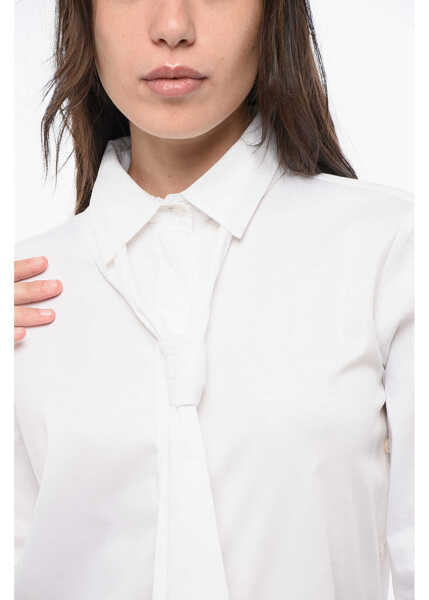 Bluze EllA Cotton Poplin Tie-Neck Blouse White Femei (BM 18787378) 3