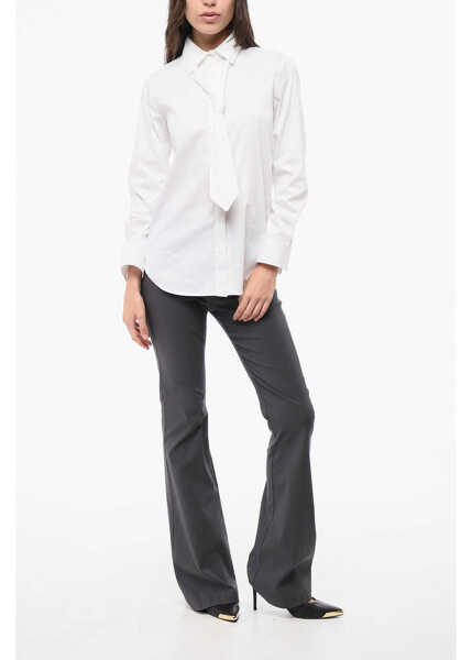 Bluze EllA Cotton Poplin Tie-Neck Blouse White Femei (BM 18787378) 4