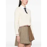 Pulovere casual Dama - Pulovere casual Thom Browne Ladder Full Needle Rib Stitch V Neck Car WHITE Femei (BM 18787441) - B-mall.ro