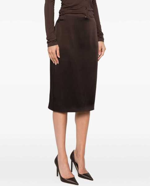 Fuste Tom Ford Satin midi Skirt DEEP BROWN Femei (BM 18787492) 3