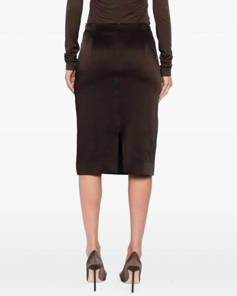 Fuste Tom Ford Satin midi Skirt DEEP BROWN Femei (BM 18787492) 4