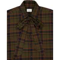 Camasi casual Dama - Camasi casual Saint Laurent Cassandre check lavallire Shirt TAUPE Femei (BM 18792475) - B-mall.ro