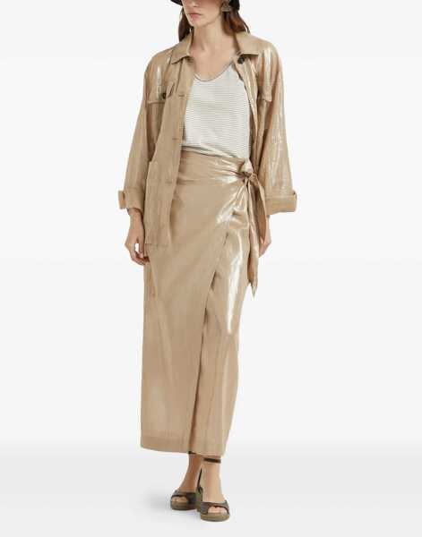 Topuri Brunello Cucinelli Striped Tank Top BIANCO/SAHARA Femei (BM 18792493) 2