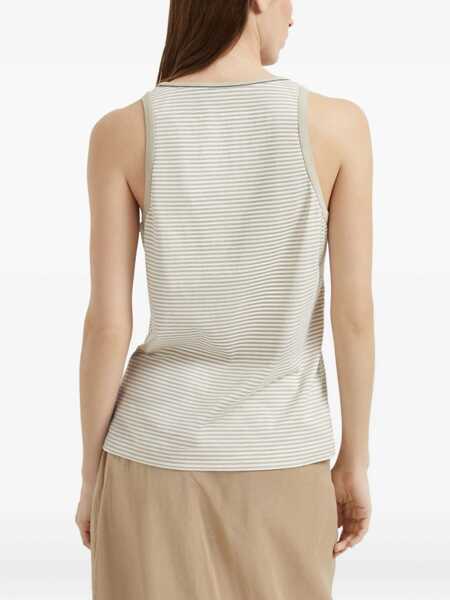 Topuri Brunello Cucinelli Striped Tank Top BIANCO/SAHARA Femei (BM 18792493) 4