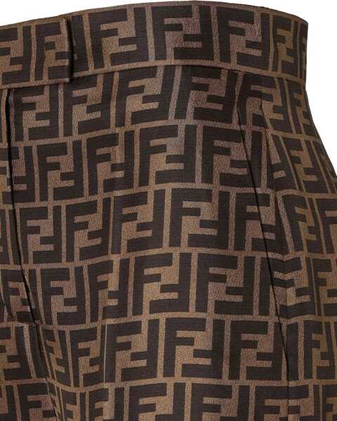 Pantaloni casual Fendi Monogram pattern silk Pants TOBACCO Femei (BM 18792526) 3