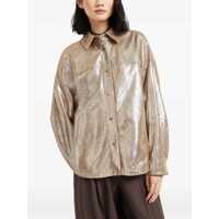 Imbracaminte Dama pagina 388 - Geci de piele Brunello Cucinelli Oversize leather Shirt ARGENTO/BEIGE Femei (BM 18792598) - B-mall.ro