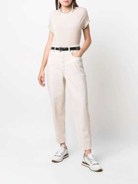 Tricouri Brunello Cucinelli Cotton T-Shirt TALCO Femei (BM 18792601) 2