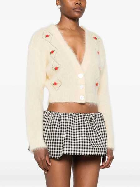 Cardigane Alessandra Rich Mohair Cardigan with embroidery PALE YELLOW Femei (BM 18792607) 3