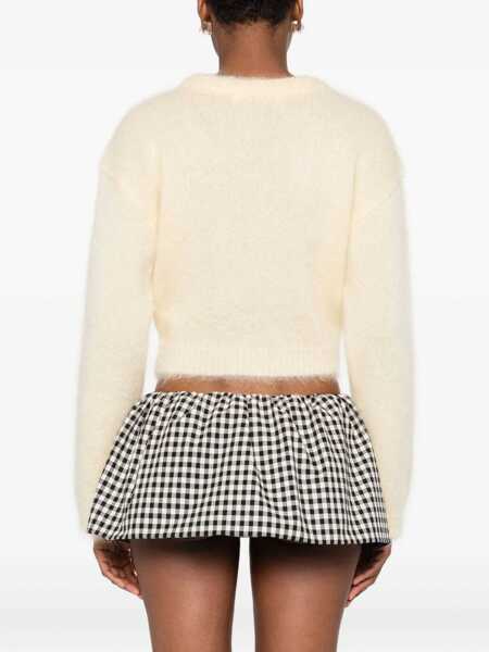 Cardigane Alessandra Rich Mohair Cardigan with embroidery PALE YELLOW Femei (BM 18792607) 4