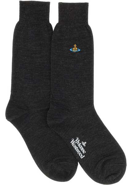 Sosete Vivienne Westwood Socks With Orb Embroidery CHARCOAL Femei (BM 18792835) 2