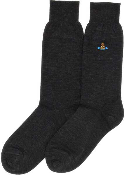 Sosete Vivienne Westwood Socks With Orb Embroidery CHARCOAL Femei (BM 18792835) 3