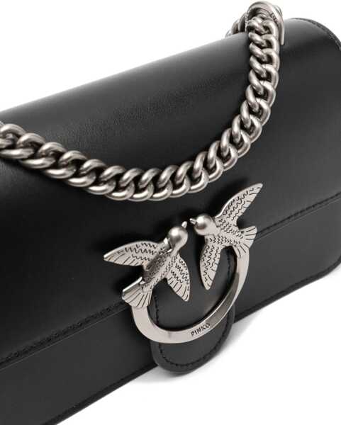 Genti de umar Pinko Love One Mini Shoulder Bag NERO-OLD SILVER Femei (BM 18792916) 4