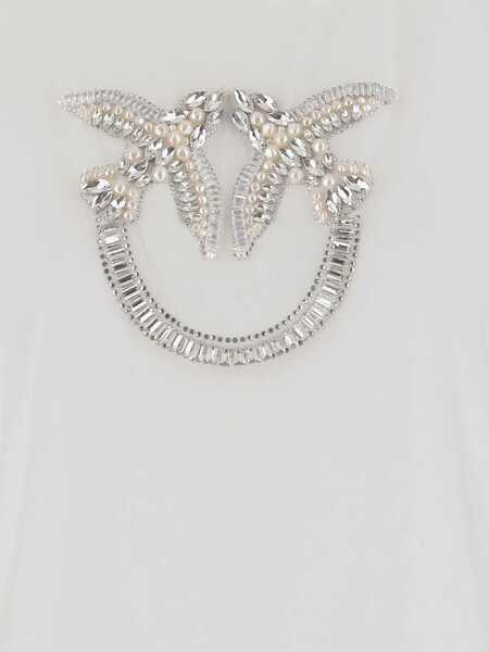 Tricouri Pinko Embroidered logo T-Shirt BIANCO-BIANCANEVE Femei (BM 18792940) 3