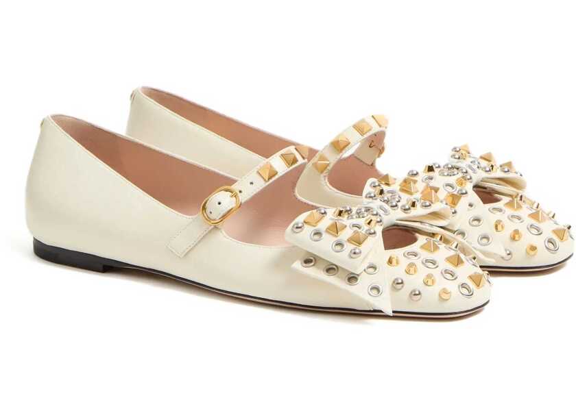 Balerini Valentino Garavani Mary-Jane Bowow Ballerinas IVORY Femei (BM 18792955) 2