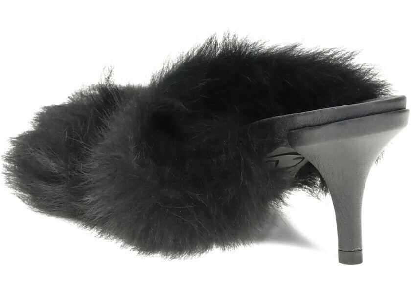 Sandale Pedro Garcia Fur-trimmed mules Sandals BLACK SUEDE CHURRA Femei (BM 18793054) 3