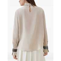 Bluze Brunello Cucinelli Dama - Bluze Brunello Cucinelli Silk turtleneck Blouse with Precious Bracelets SAND Femei (BM 18793069) - B-mall.ro